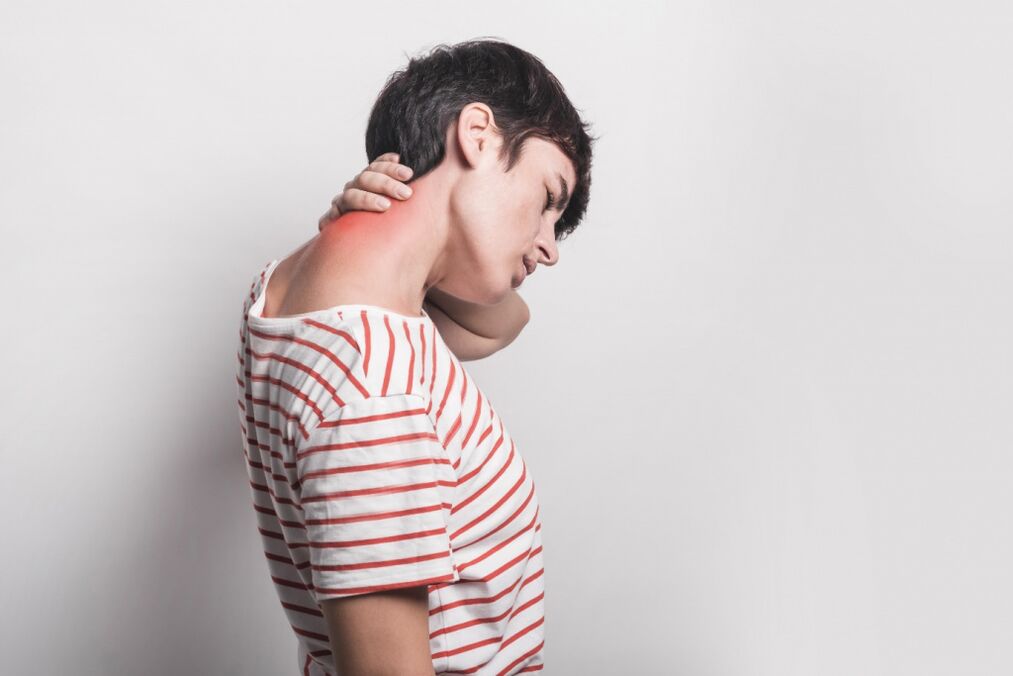 Pain in the cervical spine due to osteochondrosis